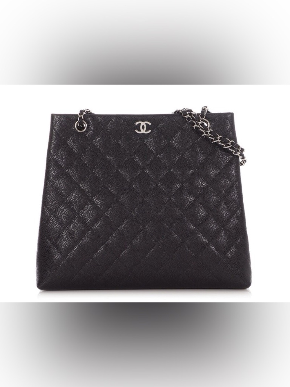 CHANEL Black Quilted Leather Shoulder Bag with Silver-Tone Chain
